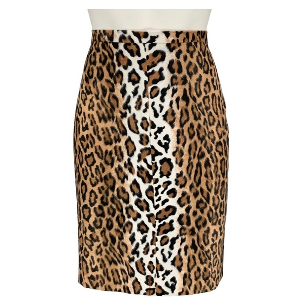 MOSCHINO 10 Acetate Rayon Pencil Skirt animal leopard print
